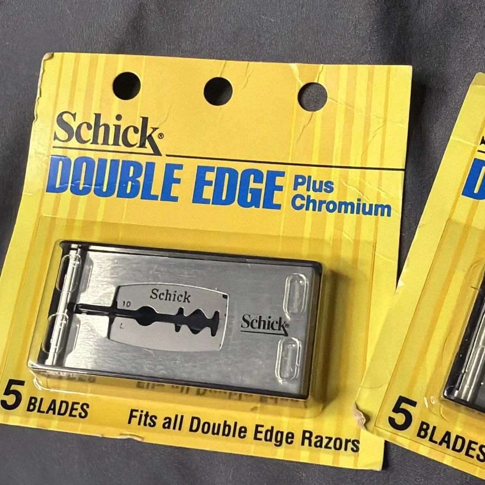 Vtg Schick Plus Platinum Double Edge Razor Blades Lot of 2 Packs 5x NOS